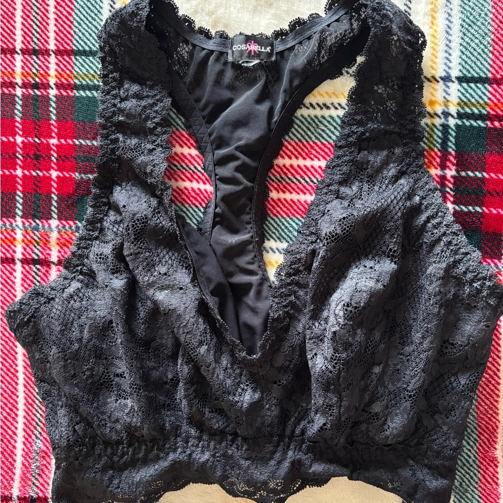 Cosabella Curvy Racerback Black Lace Bralette
